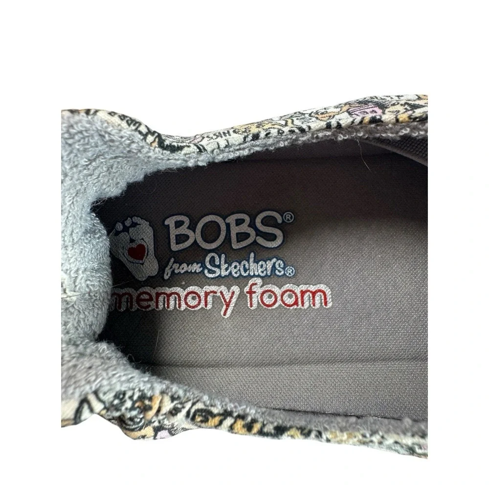 Skechers Bobs Beach Bingo Rover Cat Print Sneakers 113582 Gray Multi Womens 9